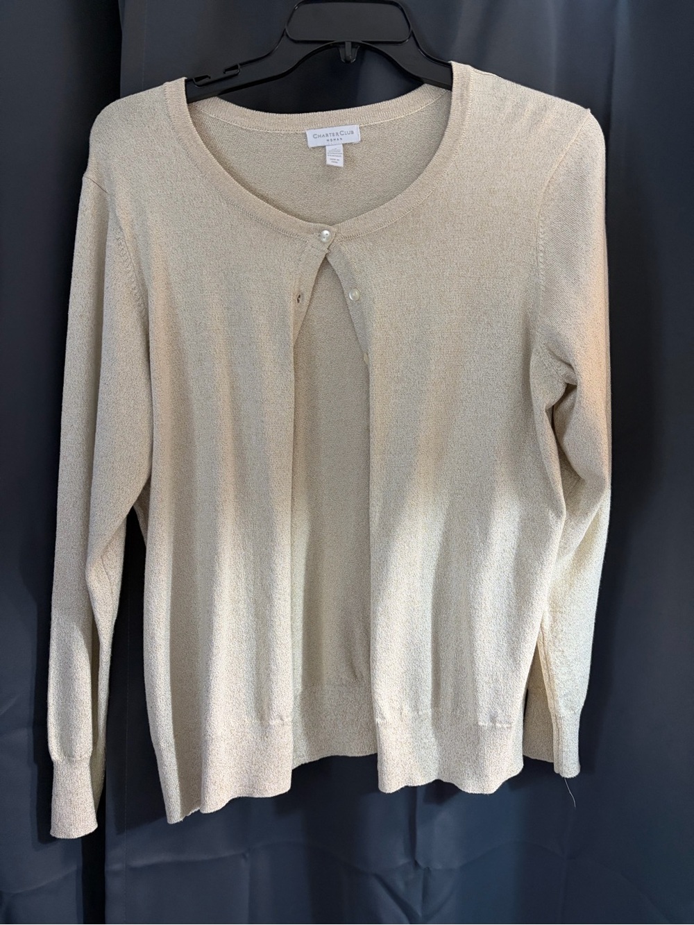 Charter Club Cream Lightweight Button-Front Cardigan